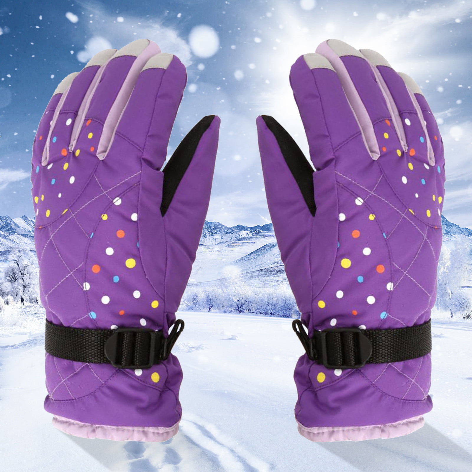 ANDORRA Women's Night Galaxy Waterproof Touchscreen Snow Gloves PURPLE SMALL 