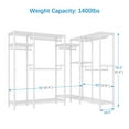 thumbnail image 7 of VIPEK L22 Corner Clothes Rack, L Shaped Heavy Duty Garment Rack, Corner Wardrobe Closet with Adjustable 8 Shelves & 6 Hanging Rods, Freestanding Corner Closet System, Max Load 1400LBS, White, 7 of 7