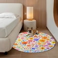 thumbnail image 2 of Round Rugs 8Ft, Spring Floral Round Area Rug Washable Indoor Throw Carpet, Watercolor Colorful Botanical Summer Large Non Slip Circle Rug for Kids Room RV Home Decor Aesthetic, 2 of 8