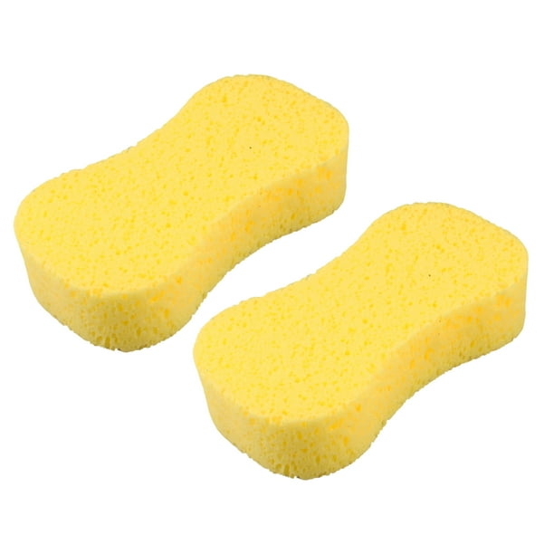 Unique Bargains 2 Pcs Universal Auto Car Wash Wax Bundle Soap Yellow Sponges 8.3" Long