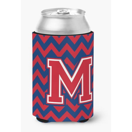 

Letter M Chevron Yale Blue and Crimson Can or Bottle Hugger