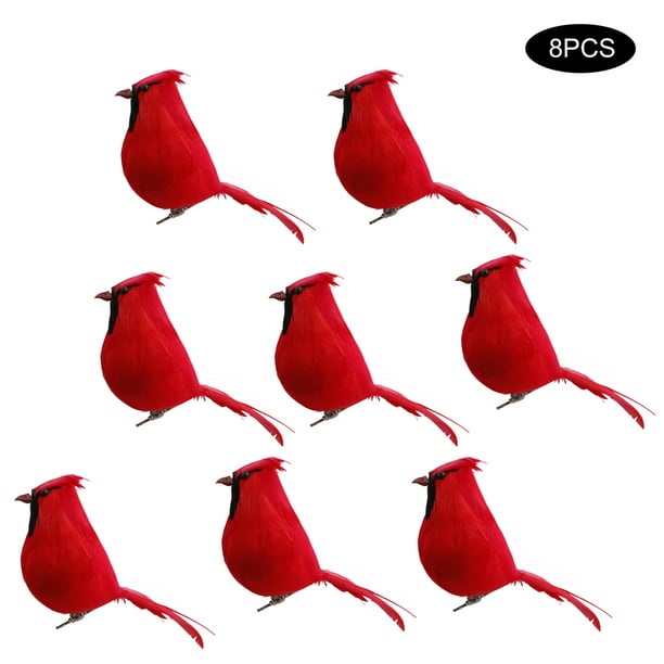 8Pcs Lifelike Cute Chubby Cardinal Clip On Christmas Tree Ornament ...