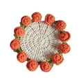 thumbnail image 2 of DOLITY Crochet Flower Coaster Compact Drinking Cup Mat for Countertop Tabletop Cafe Orange, 2 of 9