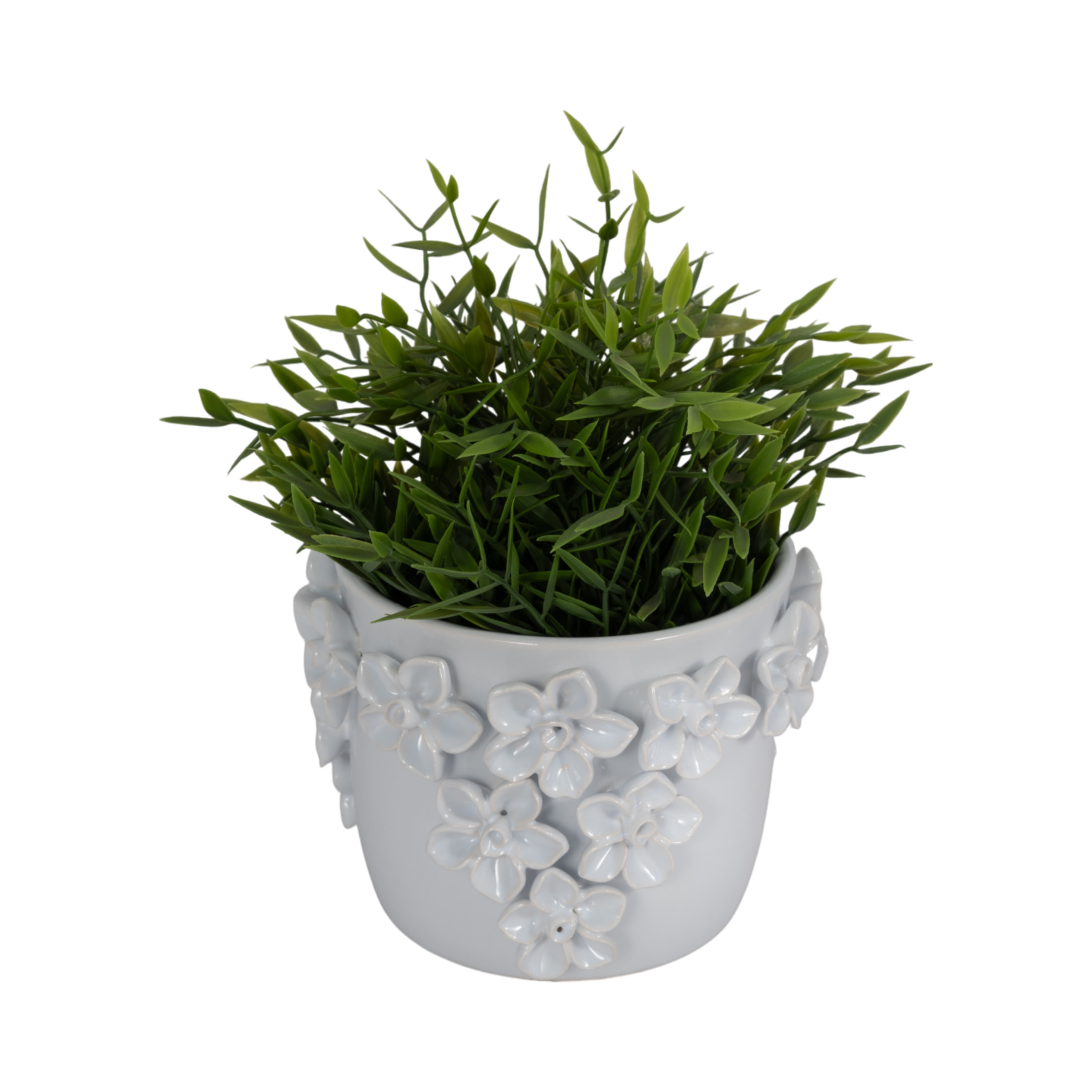 Ceramic Floral Planter for Home Decor - Decorative Flower Pot for Outdoor and Indoor Plant Styling - Ideal Plant Pot for Entryway Table, Patio Display, and Living Room Decor - 6", White