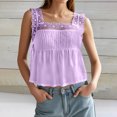 thumbnail image 2 of haizhen Cropped Tank Tops for Women Loose Fit Side Tie Ruffle Lace Flowy Sleeveless Tops Cami Shirts Casual Summer Going Out Crop Fashion Clothing Purple, S, 2 of 5