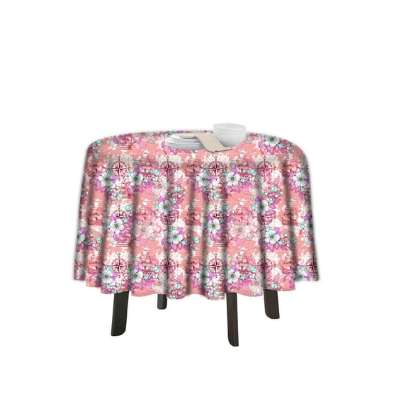 eloria Floral Printed Round Table Cloth Resistant Washable Decorative Table Cover for Dining Table
