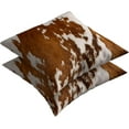 thumbnail image 5 of Western Cow Print Throw Pillows Cover Brown Faux Fur Cowhide Decorative Pillow Covers 20x20 Inch Set of 2 Farmhouse Animal Print Pillowcase Square Cushion Cover for Home Couch Sofa Bed Room Decor, 5 of 6