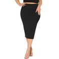 thumbnail image 2 of DARING DIVA Women's Plus Elastic High Waist Textured Bodycon Midi Pencil Skirt 1X Black, 2 of 6