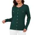 thumbnail image 4 of Uvplove Womens Cardigan Button Down Long Sleeve Soft Knit Crew Neck Sweater,Dark Green,M-3XL, 4 of 8