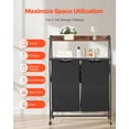 thumbnail image 6 of VEVOR 2 Tiers Laundry Sorter, Tall Laundry Hamper with Metal Frame and Wooden Tabletop, 2 Section Rolling Basket Organizer Storage with Ladder Shelves and 600D Oxford Cloth Bags for Dirty Clothes, 6 of 8