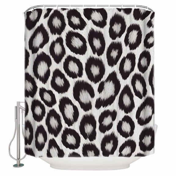 Leopard Printed Bathroom Shower Curtains with 12 Hooks Polyester Waterproof Shower Curtain for Stalls and Bathtubs Farmhouse Vintage Animals Black Grey Decorative Bathroom Curtain 66x72 Inches