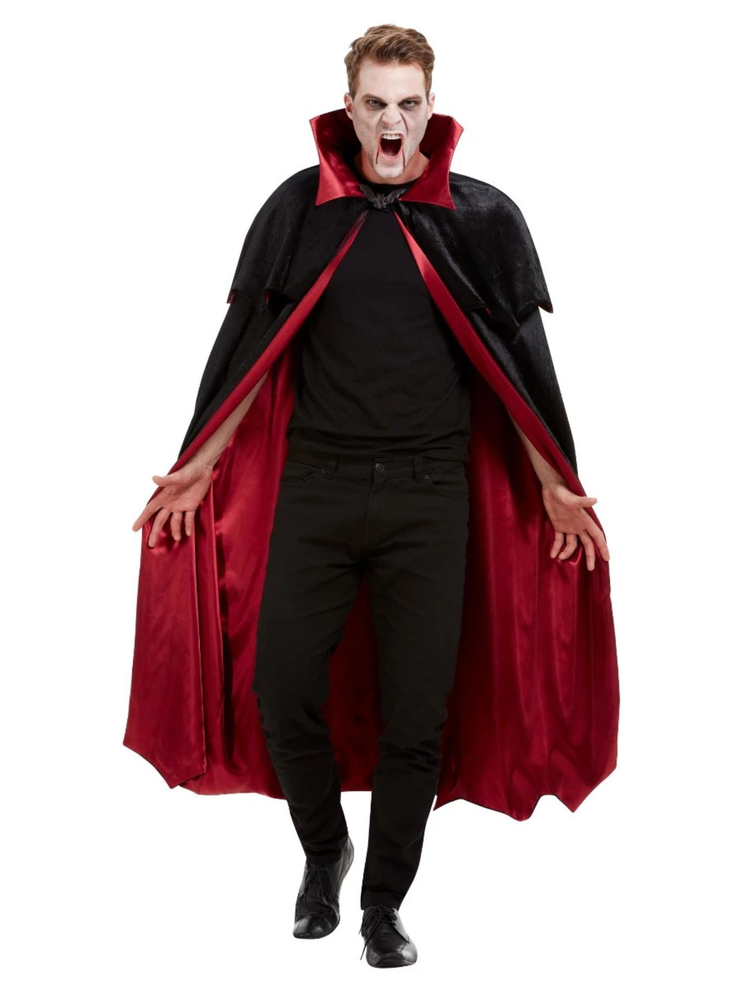 Black and Red Vampire Unisex Adult Halloween Cape Costume Accessory ...