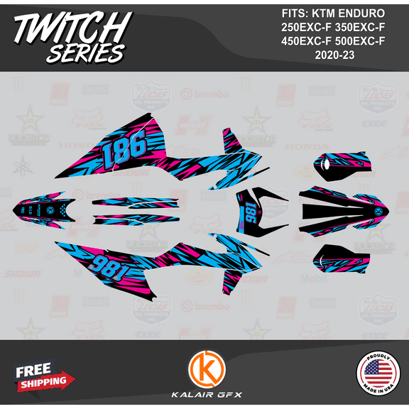 Kalair GFX Graphics Kit for KTM ENDURO 4-STROKE 250EXC-F,350EXC-F,450EXC-F and 500EXC-F (2020-2023) Twitch Series