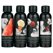 Earthly Body Edible Massage Oil 2oz Variety Pack- Vanilla, Strawberry, Cherry, Watermelon