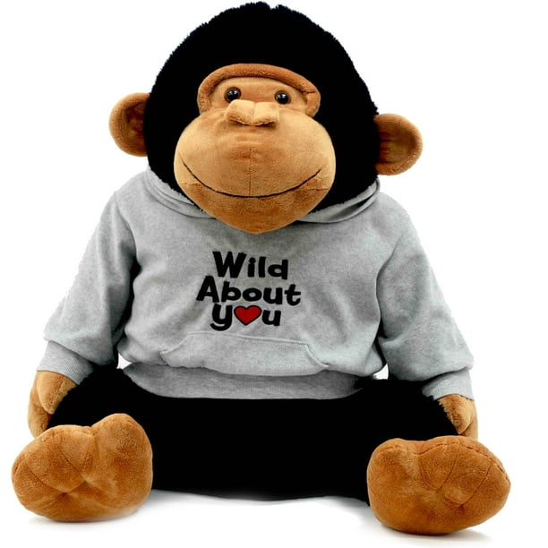 Valentine 24" Lovable Stuffed Gorilla in Gray Hoodie