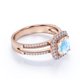thumbnail image 3 of JeenMata Anillo de Bodas Vintage con Halo de Moissanita y Piedra Lunar Arcoíris de Talla Cojín de 1,75 Uds en Oro Rosa de 18 K sobre Plata, 3 of 6