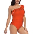 thumbnail image 3 of Goofa Orange Pattern Women's One Piece Swimsuits Tummy Control Bathing Suits Asymmetric One Shoulder Swimwear-XX-Large, 3 of 6