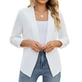 thumbnail image 4 of Women Slim Fit Wear to Work White Blazer Jacket Coat (L, White), 4 of 4