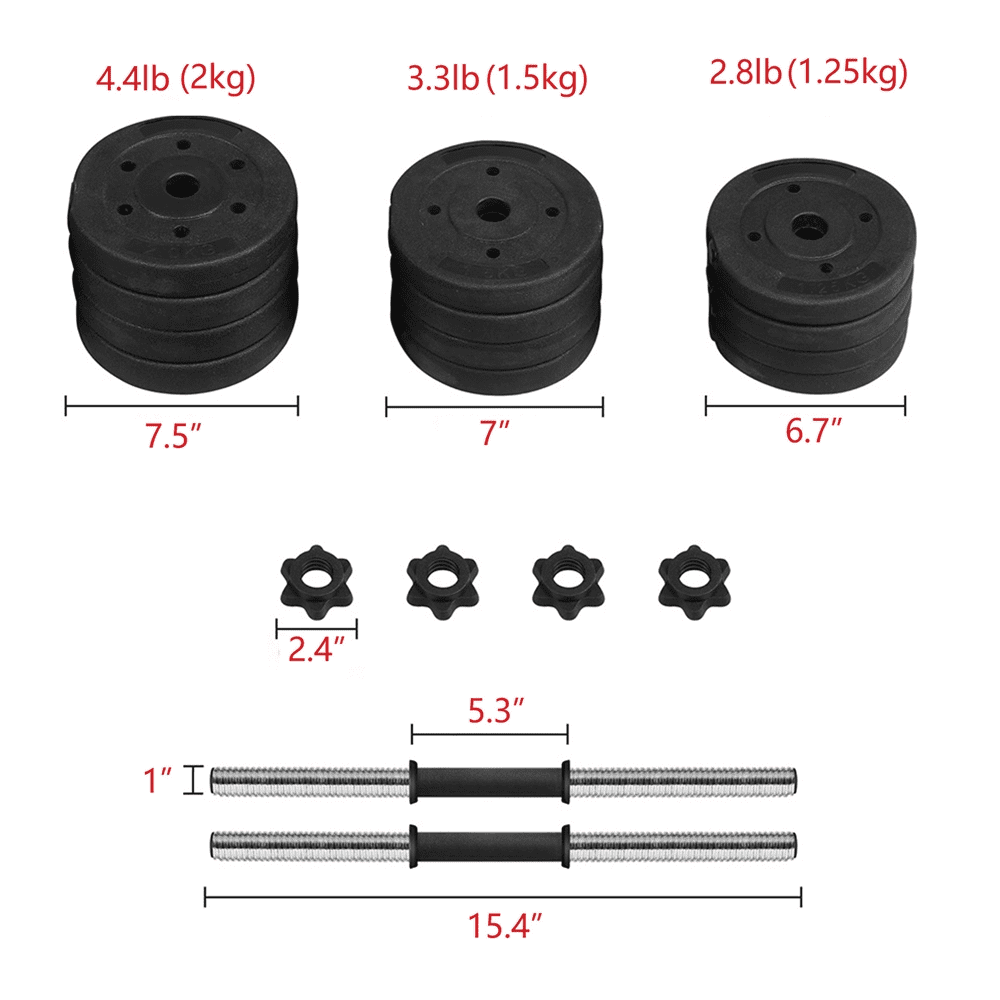Yaheetech 44 lb Adjustable Dumbbell Weight Set Body Building Training Home Dumbbell, Black