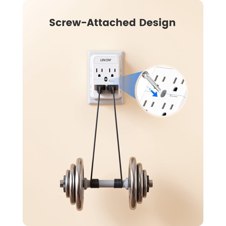 LENCENT 2 to 3 Prong Outlet Adapter with 8 Outlets photo 6