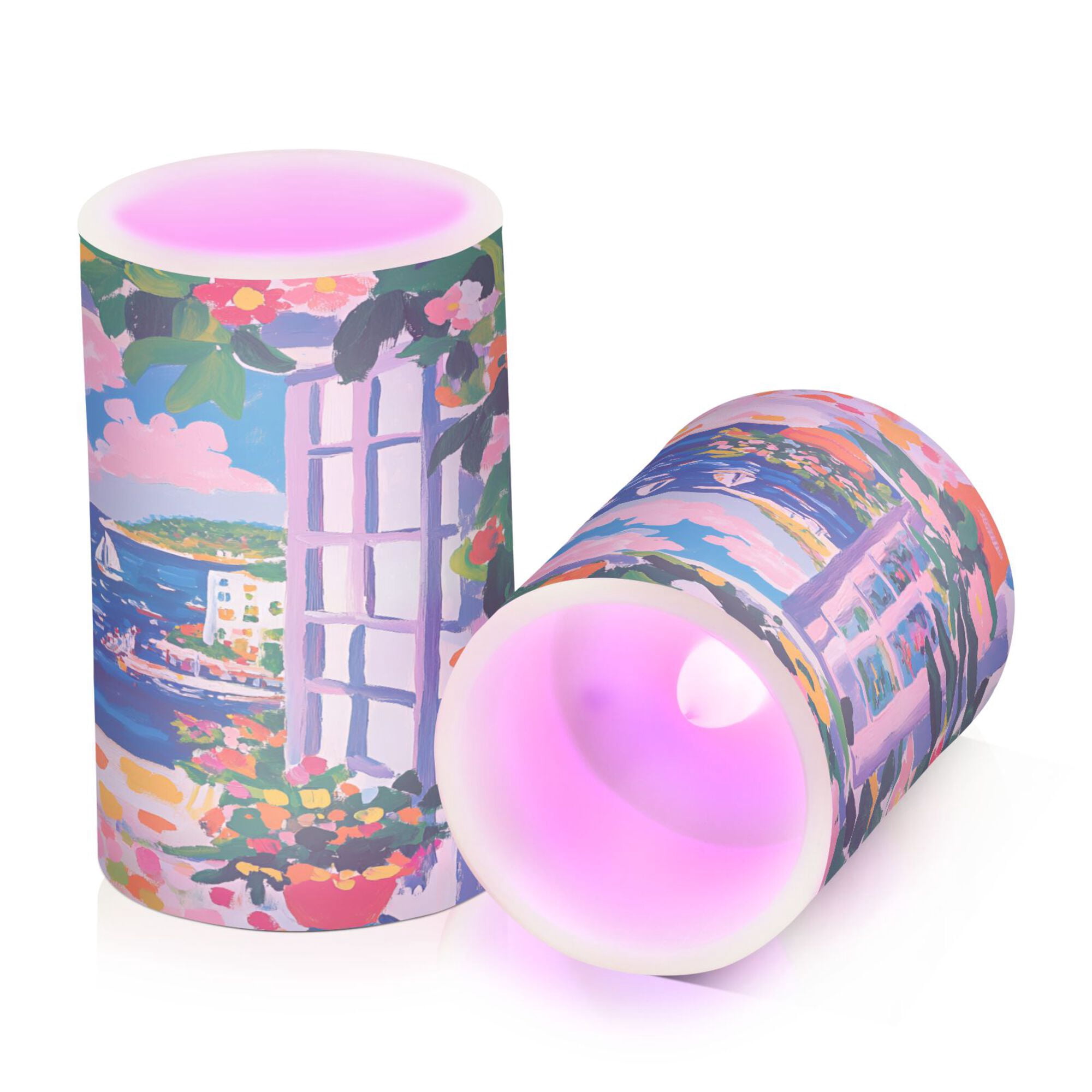 Yayeee Flameless Candles with Remote Flickering Battery Operated Multi Color Changing, Floral Window