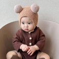 thumbnail image 3 of Sunjoy Tech Fall Winter Children Hat Knitted Cartoon Ear Decor Warm Ear Protection Infant Baby Cap Beanie Thick Soft Elastic Button Closure Unisex Anti-slip Lightweight Hat, 3 of 7