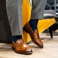 thumbnail image 2 of Solid Color Crew Cotton Dress Socks - Navy Blue, 2 of 3