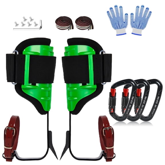 Tree Climbing Gear，Tree Climbing Spikes, Tree Climbing Gear with Adjustable Climbing Straps and Steel Core Flip Line, Rock Climbing Kit with Triple Lock Lanyard Adjuster