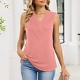 thumbnail image 4 of ZHYou No Boundrie Women's V Neck Sleeveless Tank Tops Pleated Front Wrap Loose Fit Flowy Casual Summer Pullover Blouses for Women Pink Size 2XL, 4 of 8