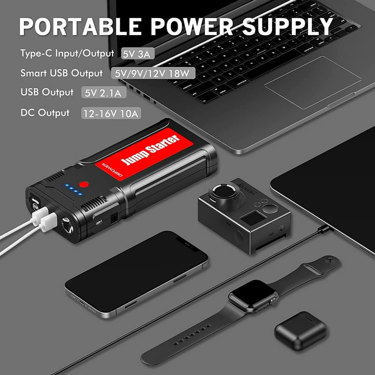2500A 21800mAh Portable Car Jump Starter, Emergency Start Power,Auto  Battery Booster Pack