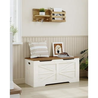 KidKraft Nantucket Wood Storage Bench with Three Bins, White