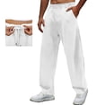 thumbnail image 2 of Havenre Men's Yoga Sweatpants Open Bottom Lightweight Sweat Pants Drawstring Elastic Waist Comfy Athletic Lounge Pants with Pockets White S, 2 of 9