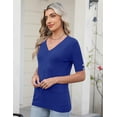 thumbnail image 4 of Jersey AKEWEI para mujer de manga corta con cuello en V, azul real, 4 of 6