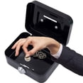 thumbnail image 3 of HLONK Durable Sturdy Handles Lockable Security with Coin Slot Money Box Cash Box Coin Saving Box Coin Bank GREEN, 3 of 8