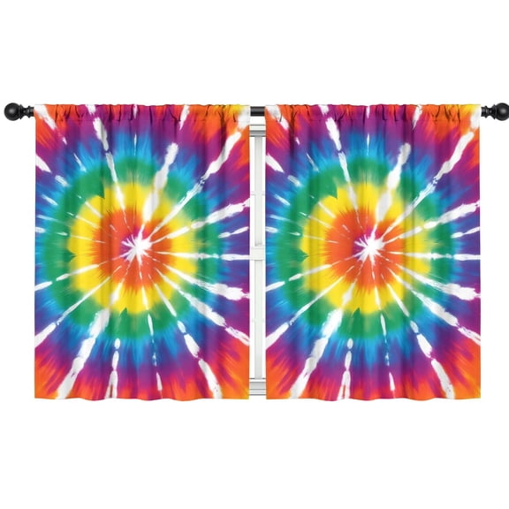 Blackout Kids Curtains,Colorful Rainbow Tie Dye Spiral Pattern Childrens Insulated Curtains Set Of 2,Bedroom Essentials,Toddler Room Decor 42"x54"