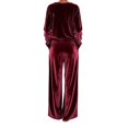 thumbnail image 5 of Womens 2 Piece Lounge Set Velvet Crewneck Long Sleeve Tops and Baggy Wide Leg Velour Sweatpants with Pockets, 5 of 5