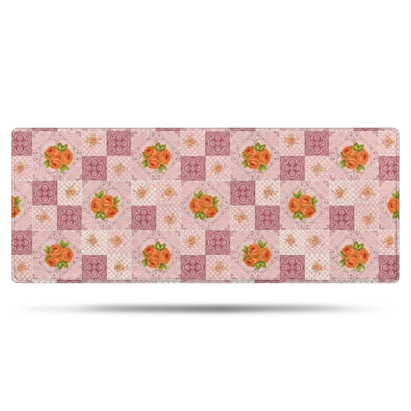 Pioneer Flower Floral Print Pattern Bathroom Rugs Mat, Non Slip Microfiber Bathroom Rug with Rubber Backing, Soft Mats for Bathroom Floor Tub Shower, 24"x60"