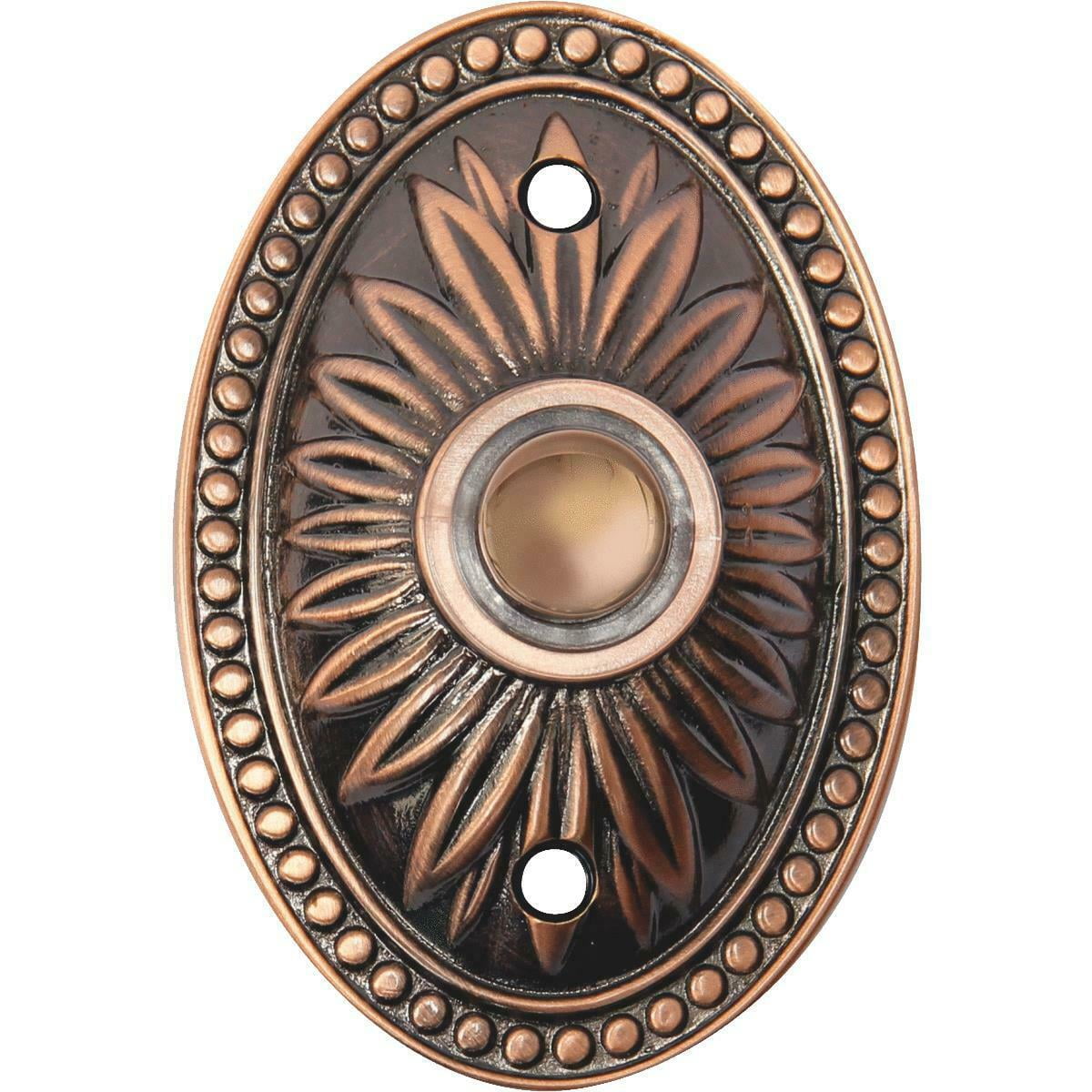 IQ America Wired Oil Rubbed Bronze Medallion Design Lighted Doorbell Push-Button