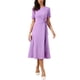 thumbnail image 2 of INSPIRE CHIC Vestido Midi A-Line de Cuello Redondo con Cintura con Lazo y Mangas Cortas S Lavanda, 2 of 6