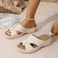 thumbnail image 4 of THDHVS Womens Sandals,Comfortable Sandals for Women,Women's Fashion Casual Summer Large Size Beach Wedge Thick Bottom Sandals Slippers Beige 6.5, 4 of 5