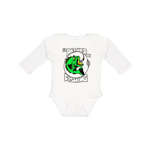 Inktastic I'd Rather Be Fishing Boys or Girls Long Sleeve Baby Bodysuit