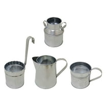 IBASETOY 4Pcs Iron Indoor Small Flower Pot Silver Rustic Flower Holder Vintage Balcony