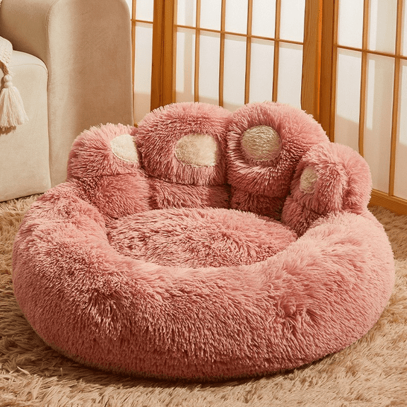Furry Bear Paw Pet Bed - Cozy Round Pet Bed for Small to Medium Dogs and Cats
