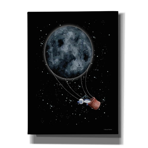 Epic Graffiti 'Moon Hot Air Balloon' by Rachel Nieman, Canvas Wall Art, 40"x54"