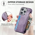 thumbnail image 5 of for iPhone 13 Pro Max Zipper Wallet Case with Card Holder, Back Flip Folio PU Leather Card Slots Case for Men Women, Magnetic Wireless Charging Shockproof Cover for iPhone 13 Pro Max 6.7", Purple, 5 of 13