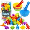Counting Dinosaurs Toys Matching Game for Kids with Sorting Bowls Sensory Toys Color Classification Game Set Early Learning Toddler Preschool Montessori Educational Toys for 3 4 5 Years Old