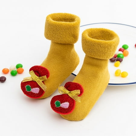 

Baby Socks Toddler Kids Boys Girls Christmas Santa Deer Anti-Slip Knitted Warm