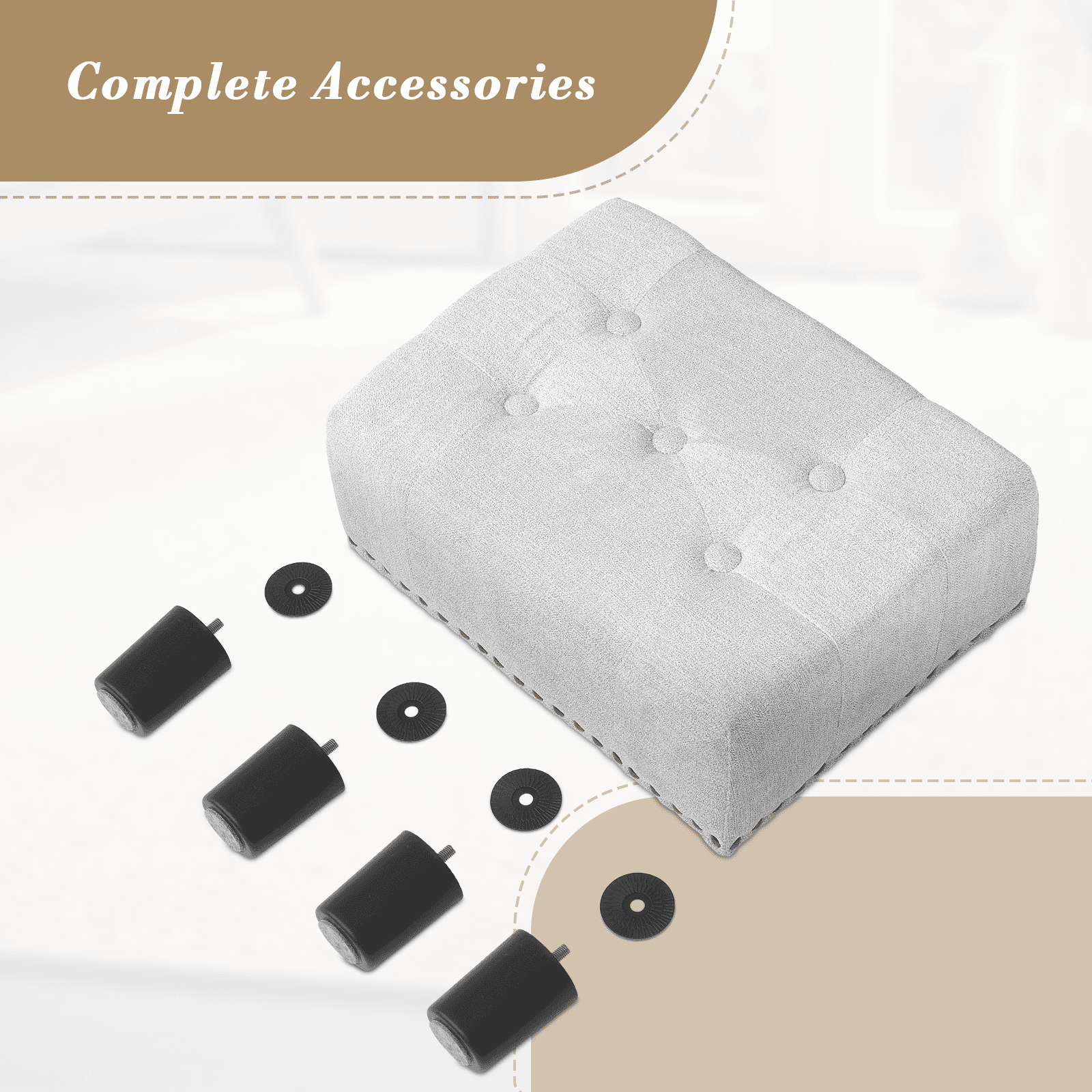 OSM Foot Stool Ottoman, Small Ottoman Foot Rest with Legs, Rectangle Foolstool Ottomans for Couch, Ottoman Foot Stools for Living Room Entryway (Light Gray)