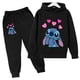 thumbnail image 5 of Sudaderas con capucha de Disney Stitch para niñas, conjuntos de ropa para niños, camisetas y pantalones para niñas, 2 piezas, conjuntos de chándal para niños, 5 of 5