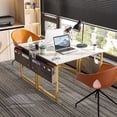 thumbnail image 4 of ZXNYH 63 inch Super Large Computer Writing Desk Gaming Sturdy Home Office Desk, Work Desk with A Storage Bag and Headphone Hook, Vintage, 4 of 7